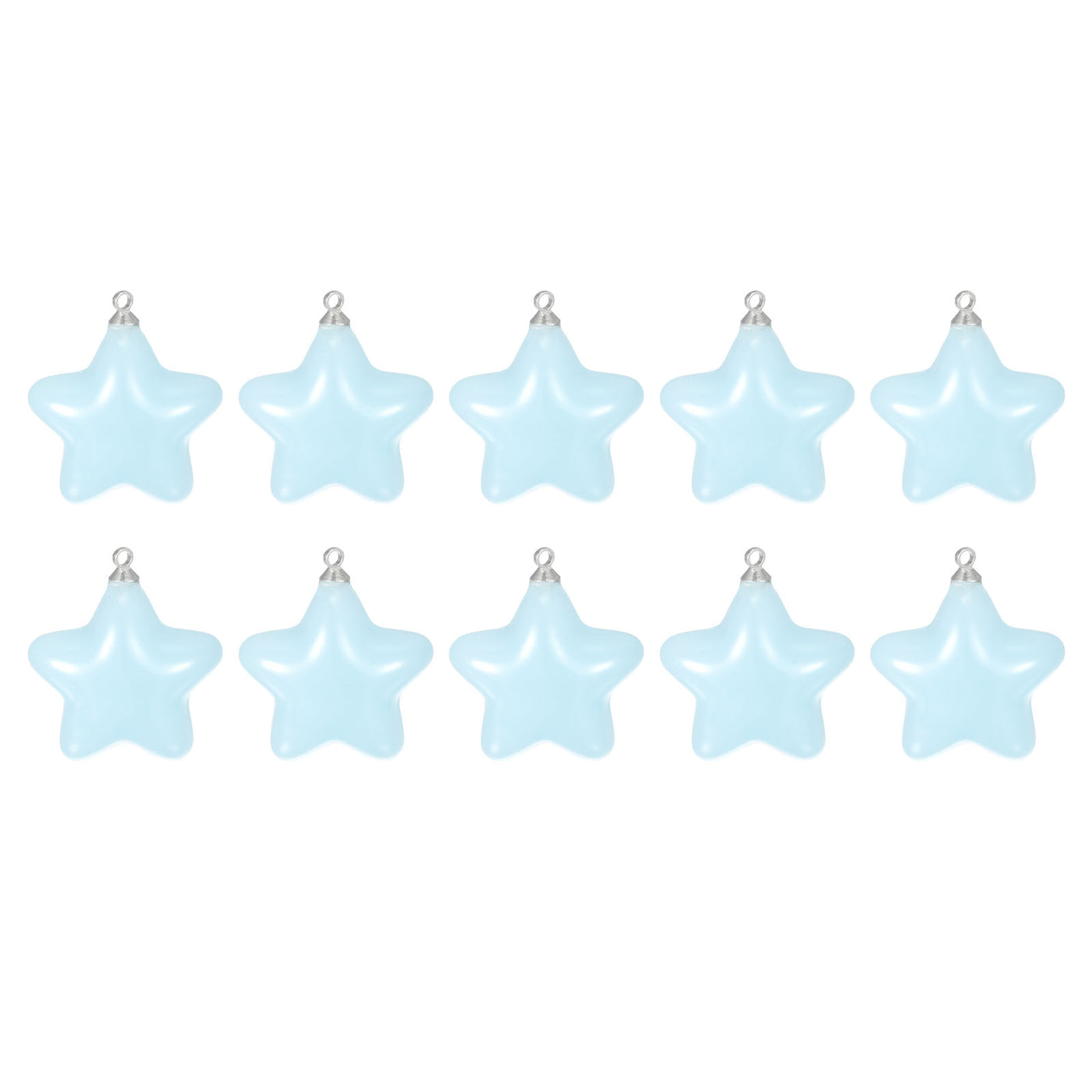 Harfington Star Bead Pendants with Charm Loop for Jewelry Making Craft, 24Pcs Sky Blue