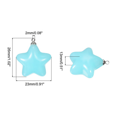 Harfington Star Bead Pendants with Charm Loop for Jewelry Making Craft, 8Pcs Acid Blue