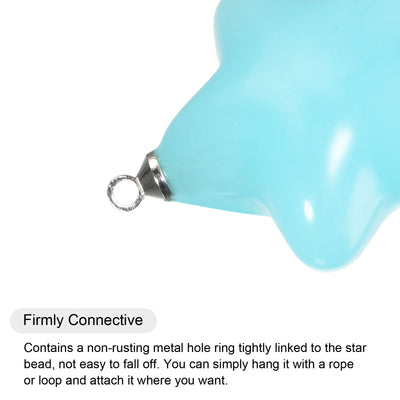 Harfington Star Bead Pendants with Charm Loop for Jewelry Making Craft, 8Pcs Acid Blue
