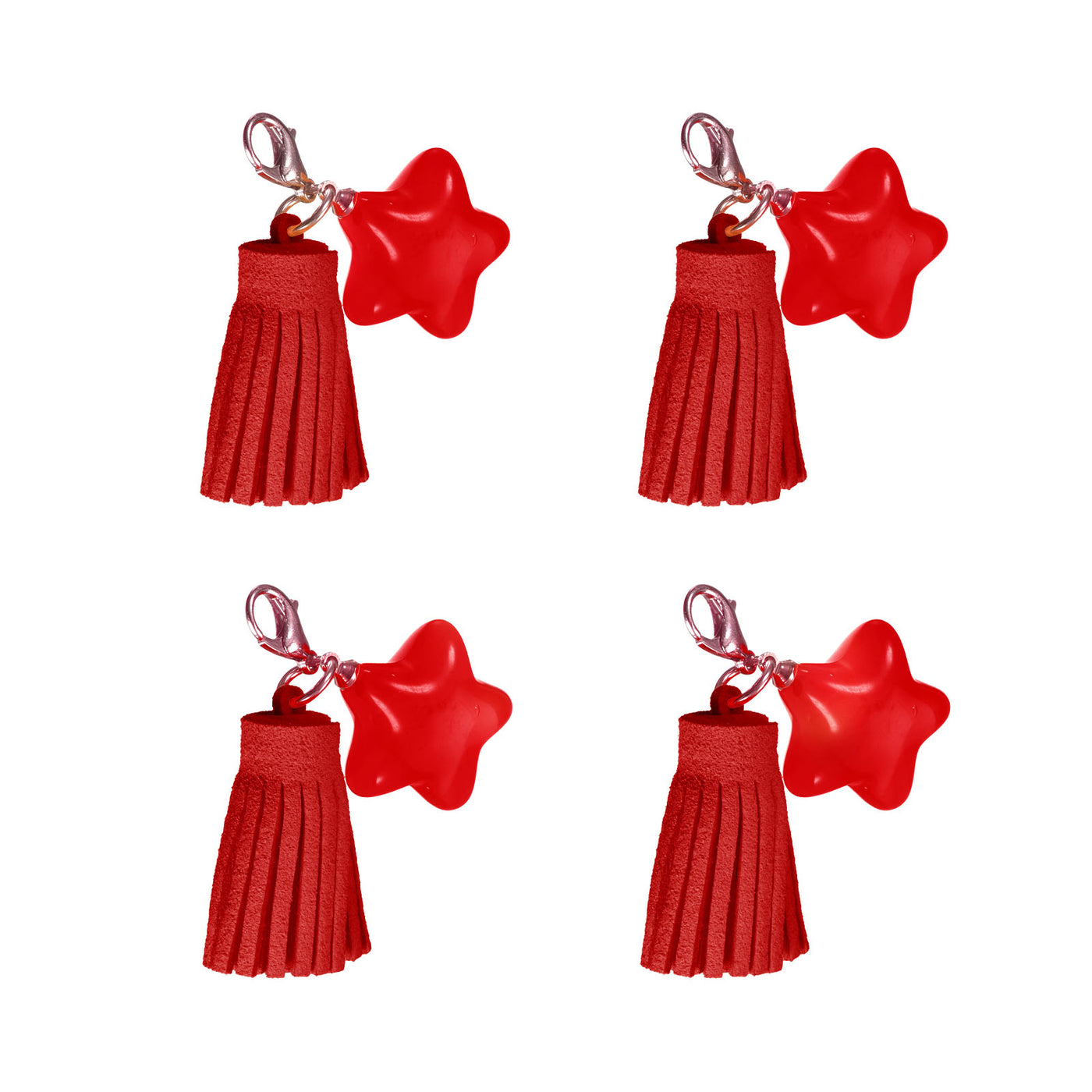Harfington Leather Tassels Keychain Charm with Clasp for Bag Jewelry Making DIY, 4Pcs Red