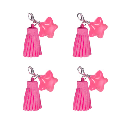 Harfington Leather Tassels Keychain Charm with Clasp for Bag Jewelry Making, 4Pcs Rose Red