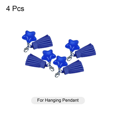 Harfington Leather Tassels Keychain Charm with Clasp for Bag Jewelry Making DIY, 4Pcs Blue