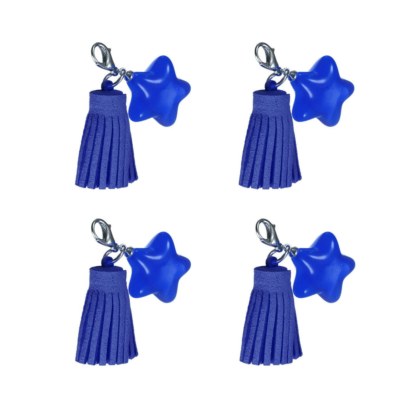 Harfington Leather Tassels Keychain Charm with Clasp for Bag Jewelry Making DIY, 4Pcs Blue