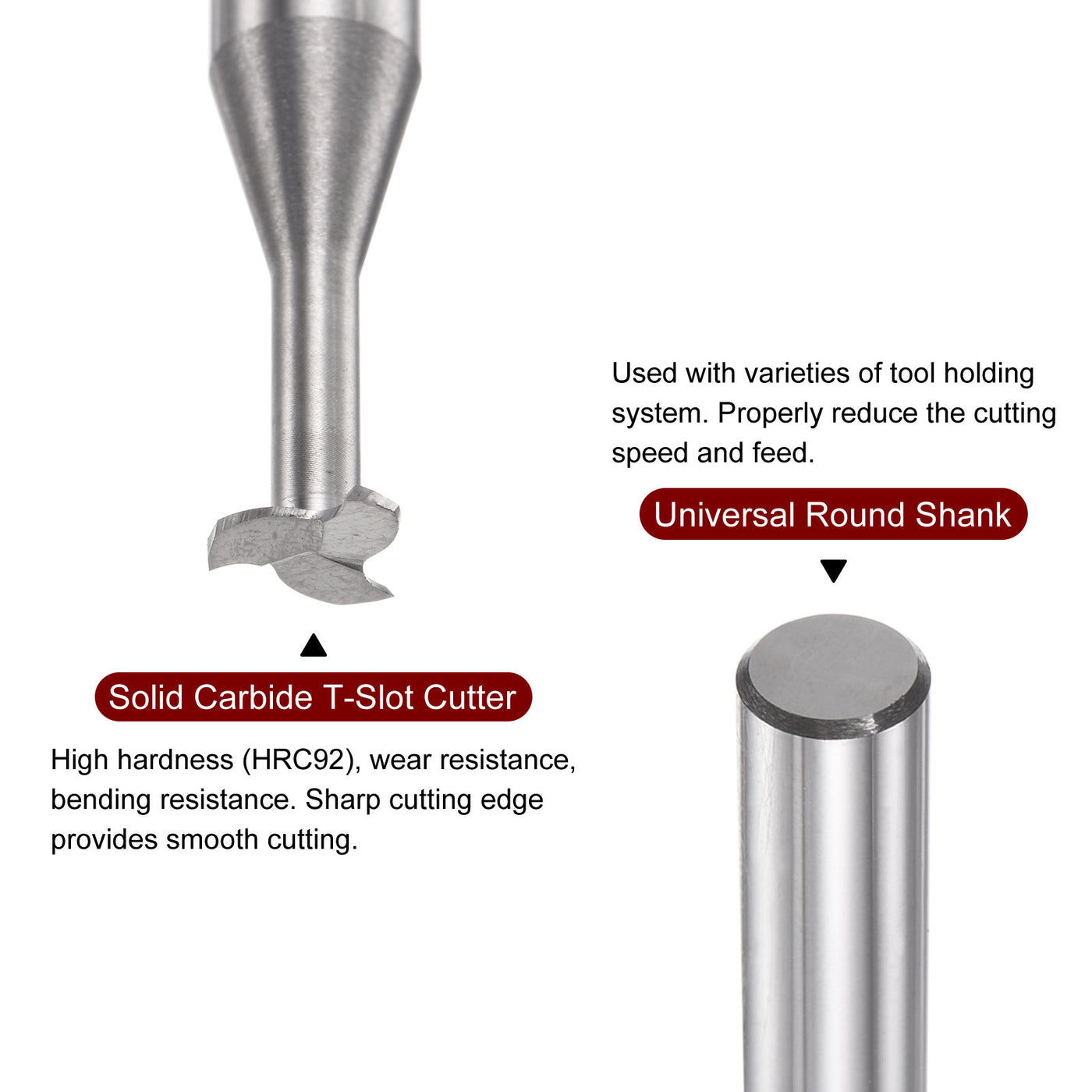 Harfington 6mm x 0.5mm Solid Carbide 3 Flutes T Slot End Mill Cutter for Aluminum Copper