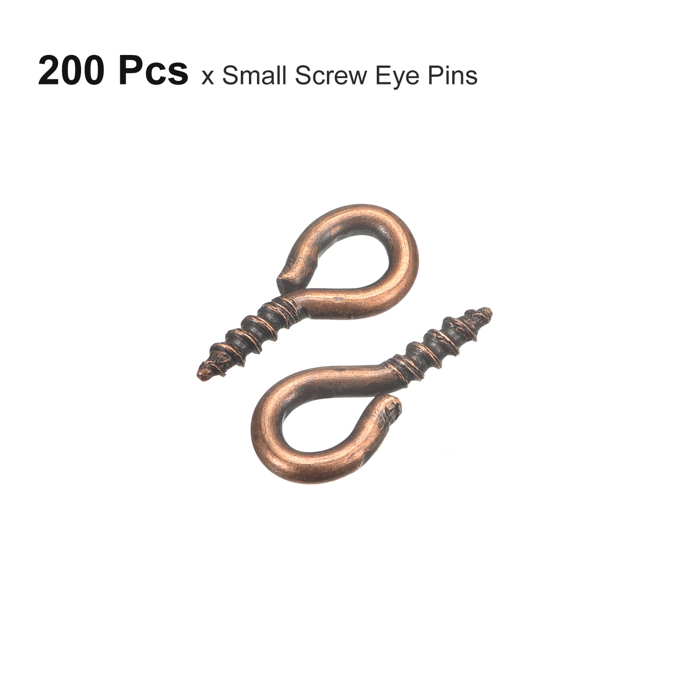 uxcell Uxcell 200Pcs Small Screw Eye Hooks Mini Eyelets Screws, 4.5x10x1.2mm, Copper Tone