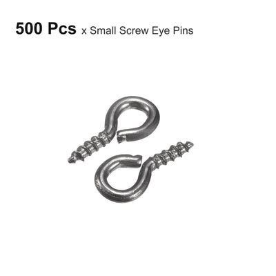 Harfington Uxcell 500Pcs Small Screw Eye Hooks Mini Eyelets Screws, 4.5x10x1.2mm, Dark Gray