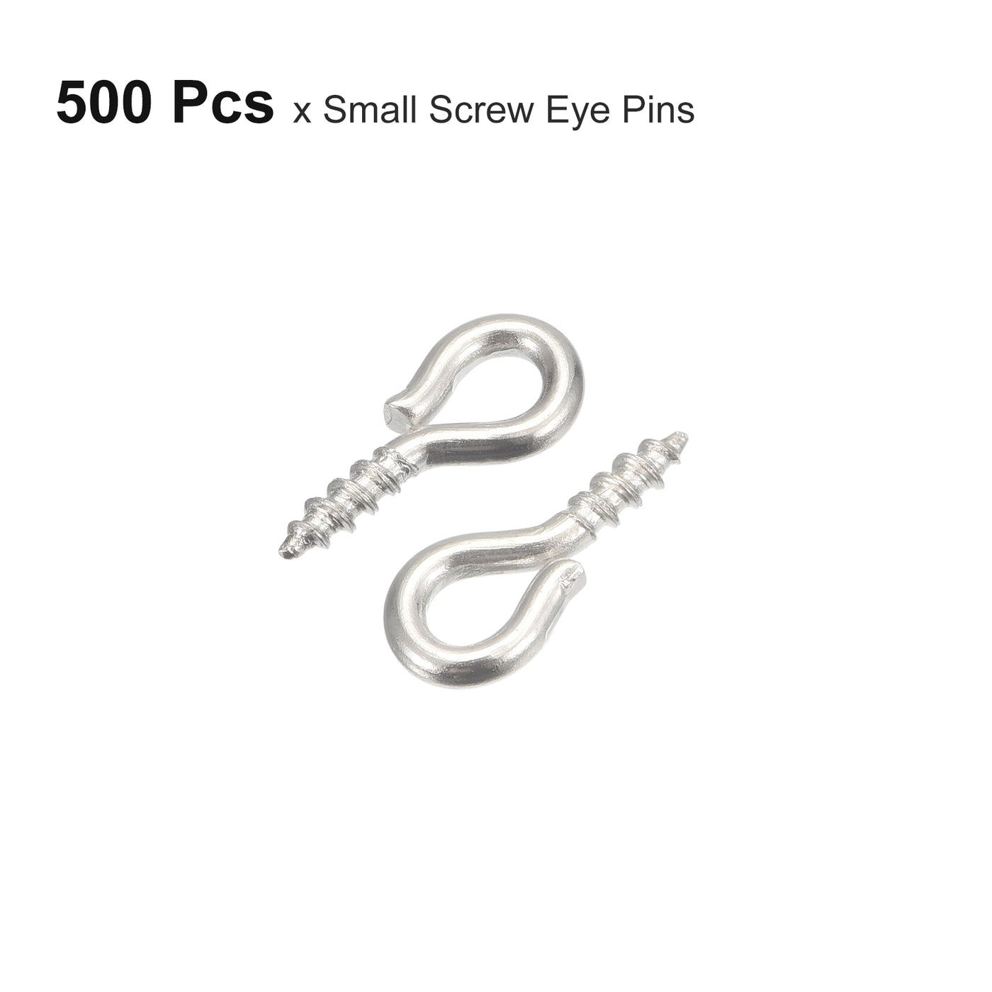 uxcell Uxcell 500Pcs Small Screw Eye Hooks Mini Eyelets Screws, 4.5x10x1.2mm, Bright Silver