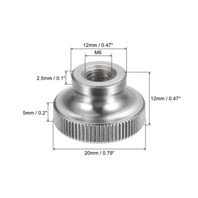Harfington Uxcell Knurled Thumb Nuts, 5pcs M6 x D20mm x H12mm 304 Stainless Steel Blind Hole Nuts