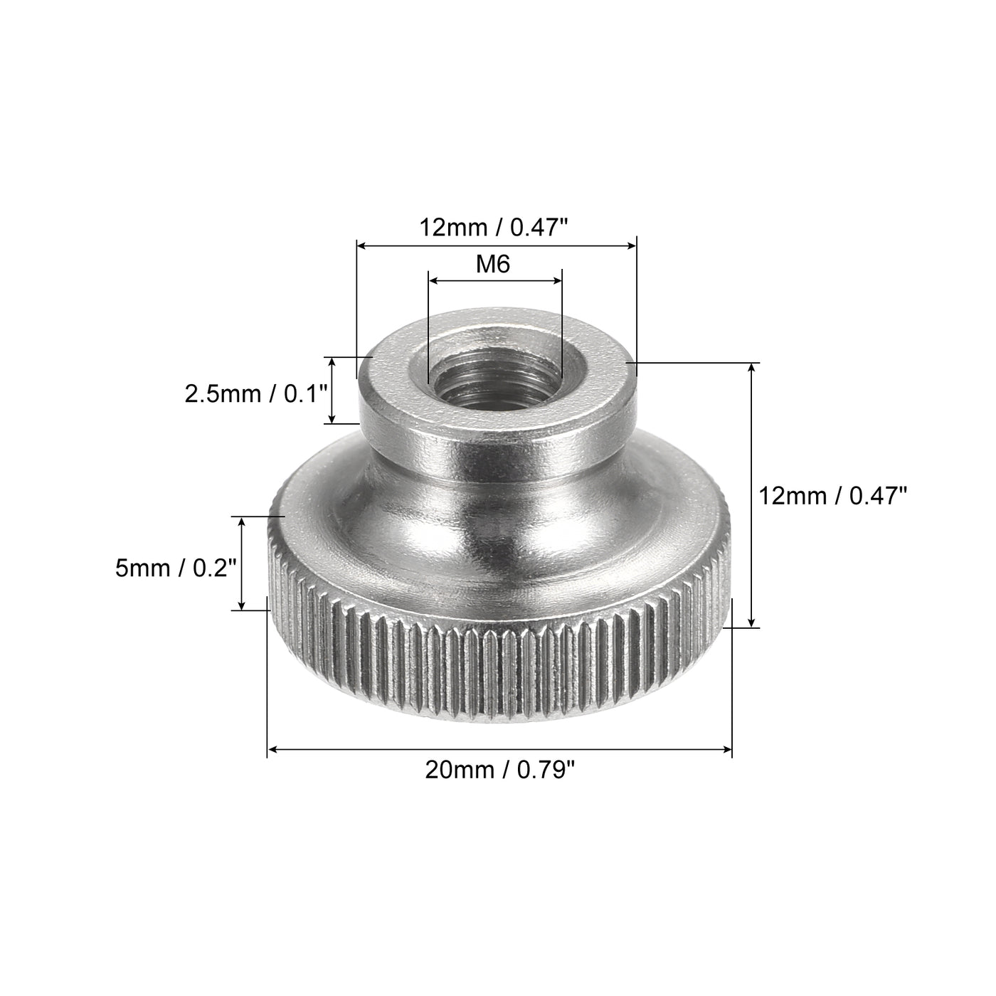 uxcell Uxcell Knurled Thumb Nuts, 10pcs M6 x D20mm x H12mm 304 Stainless Steel Blind Hole Nuts