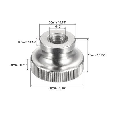 Harfington Uxcell Knurled Thumb Nuts, 2pcs M10 x D30mm x H20mm 304 Stainless Steel Blind Hole Nuts