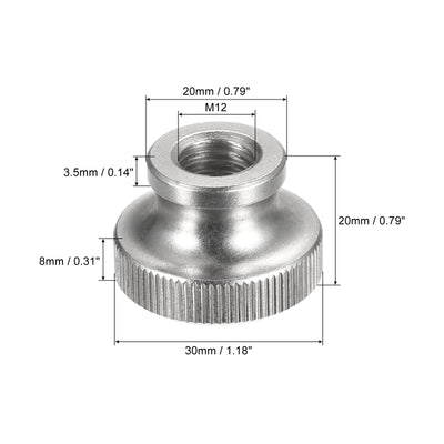 Harfington Uxcell Knurled Thumb Nuts, 2pcs M12 x D30mm x H20mm 304 Stainless Steel Blind Hole Nuts