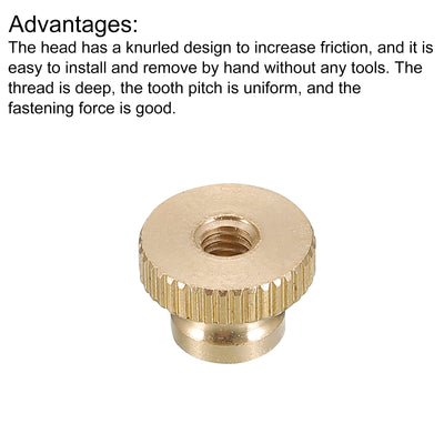 Harfington Uxcell Knurled Thumb Nuts, Brass Knurled Nut with Collar High Head Through Hole Adjusting Nuts for 3D Printer Parts