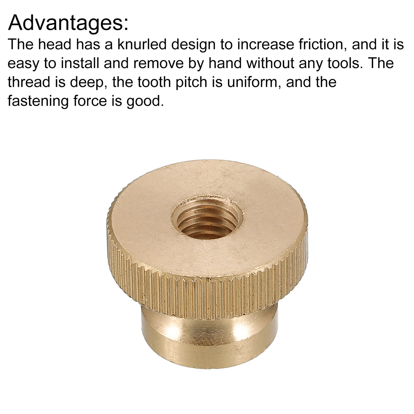 uxcell Uxcell Knurled Thumb Nuts, Brass Knurled Nut with Collar High Head Through Hole Adjusting Nuts for 3D Printer Parts