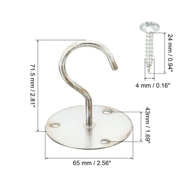 Harfington 2.5" x 2.8" Ceiling Hook, 3 Pack Hooks with Mounting Hardware, Silver Tone