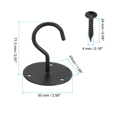 Harfington 2.5" x 2.8" Ceiling Hook, 3 Pack with Mounting Hardware, White Black Bronze