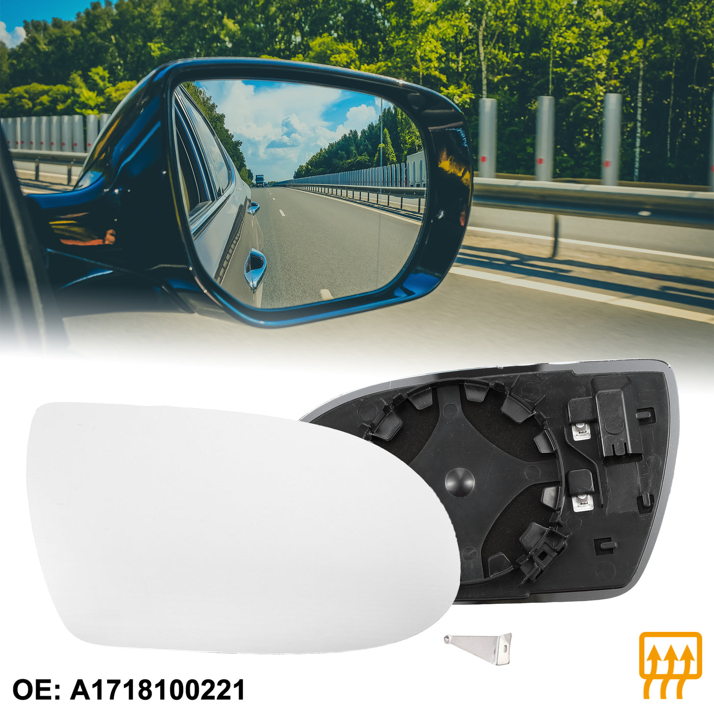 ACROPIX Car Rearview Passenger Side Heated Mirror Glass Replacement W/ Backing Plate Fit for Mercedes-Benz SLK55 AMG SL550 SL55 - Pack of 1 White Glass