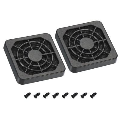 Harfington 40mm Cooling Fan Filter with Screw, 2 Pack ABS Ventilator Grill Guard, Black