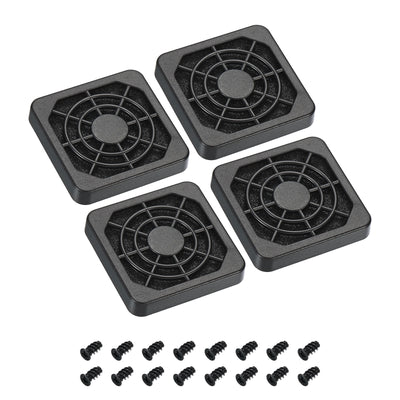 Harfington 40mm Cooling Fan Filter with Screw, 4 Pack ABS Ventilator Grill Guard, Black