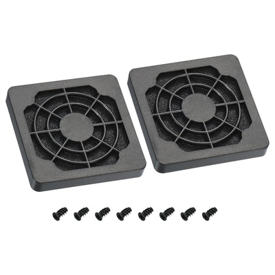 Harfington 50mm Cooling Fan Filter with Screw, 2 Pack ABS Ventilator Grill Guard, Black