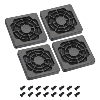 Harfington 50mm Cooling Fan Filter with Screw, 4 Pack ABS Ventilator Grill Guard, Black