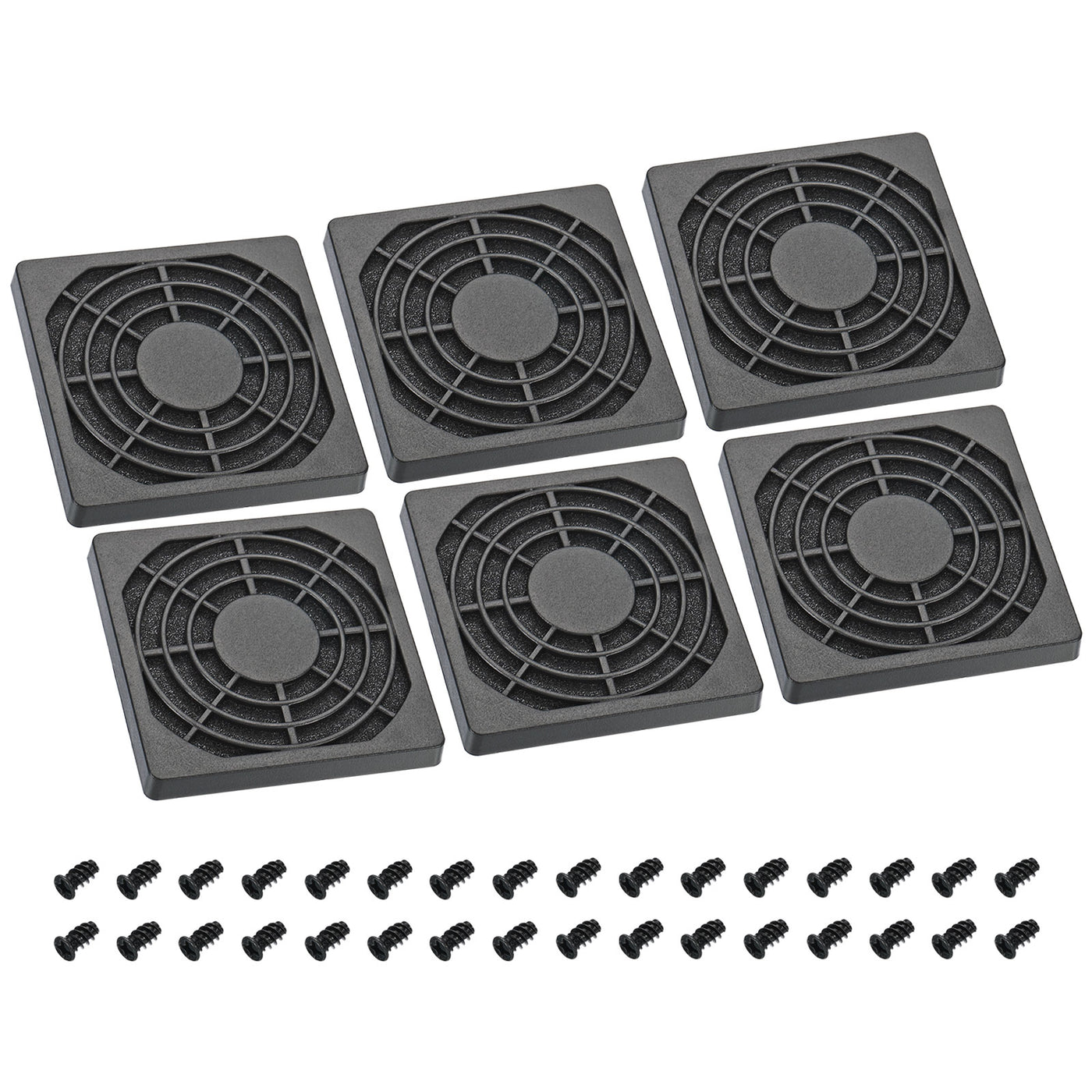 Harfington 60mm Cooling Fan Filter with Screw, 6 Pack ABS Ventilator Grill Guard, Black