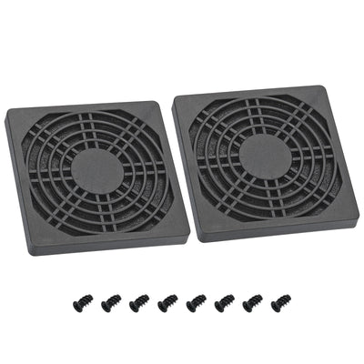 Harfington 80mm Cooling Fan Filter with Screw, 2 Pack ABS Ventilator Grill Guard, Black
