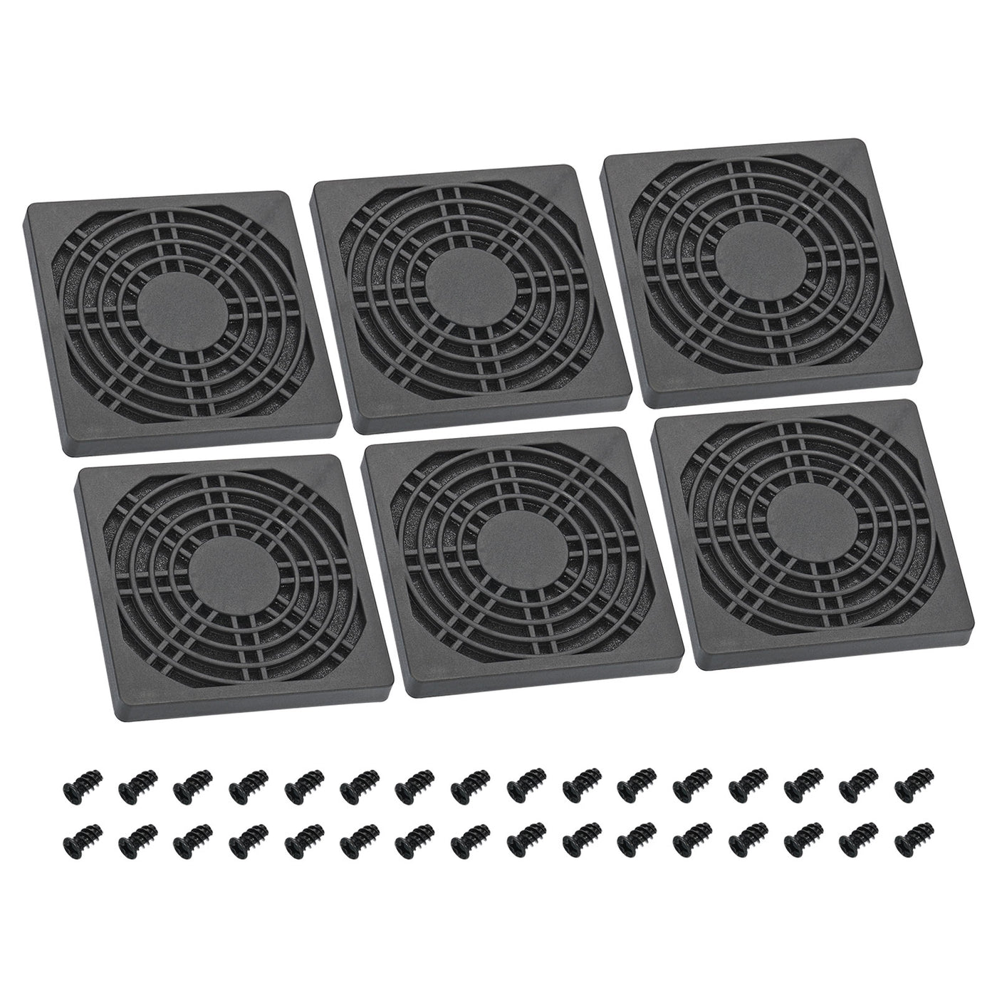 Harfington 80mm Cooling Fan Filter with Screw, 6 Pack ABS Ventilator Grill Guard, Black