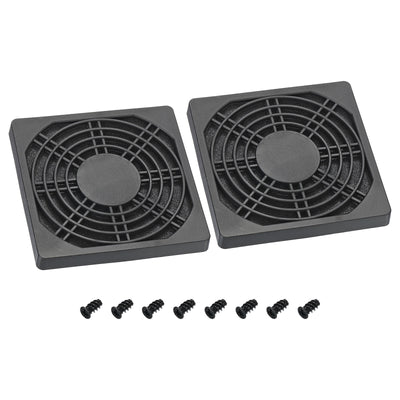 Harfington 92mm Cooling Fan Filter with Screw, 2 Pack ABS Ventilator Grill Guard, Black
