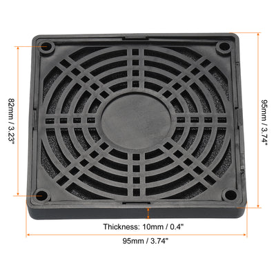 Harfington 92mm Cooling Fan Filter with Screw, 4 Pack ABS Ventilator Grill Guard, Black