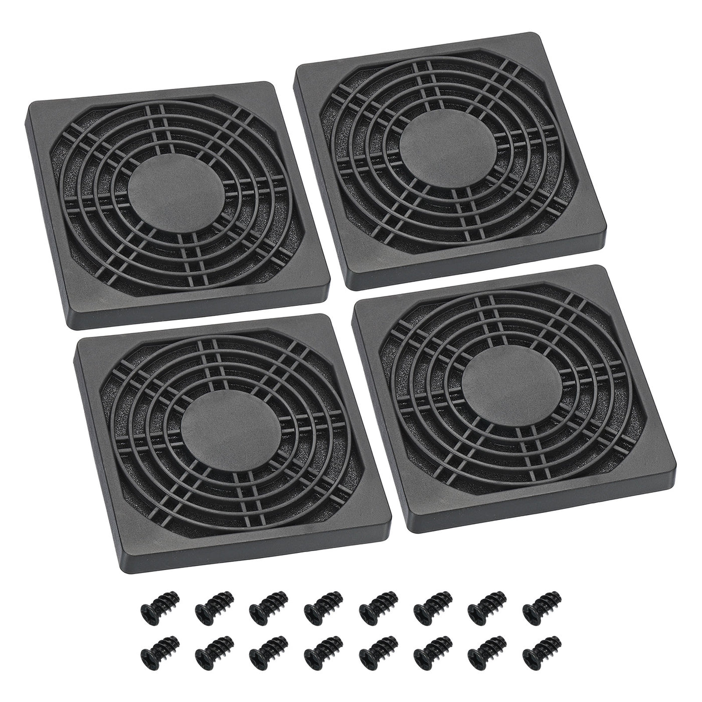 Harfington 92mm Cooling Fan Filter with Screw, 4 Pack ABS Ventilator Grill Guard, Black