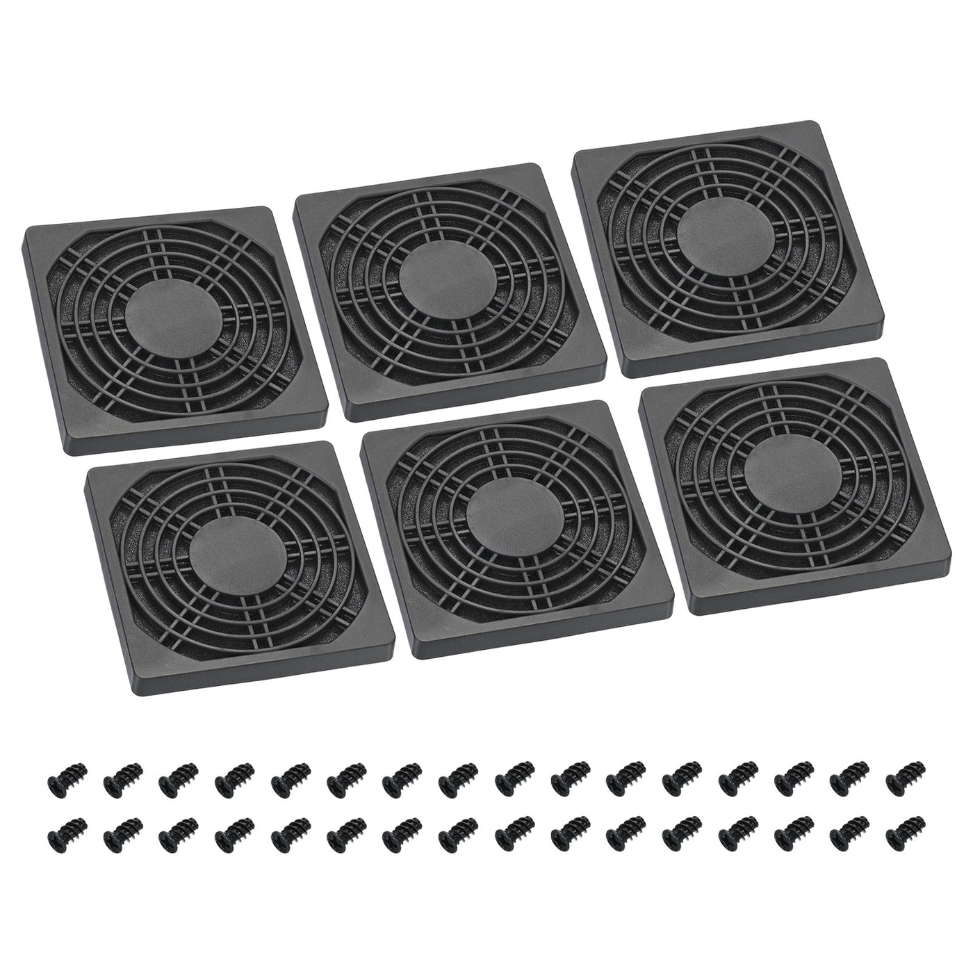 Harfington 92mm Cooling Fan Filter with Screw, 6 Pack ABS Ventilator Grill Guard, Black