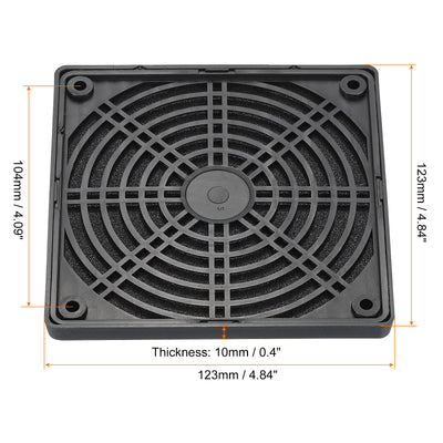 Harfington 120mm Cooling Fan Filter with Screw, 2 Pack ABS Ventilator Grill Guard, Black