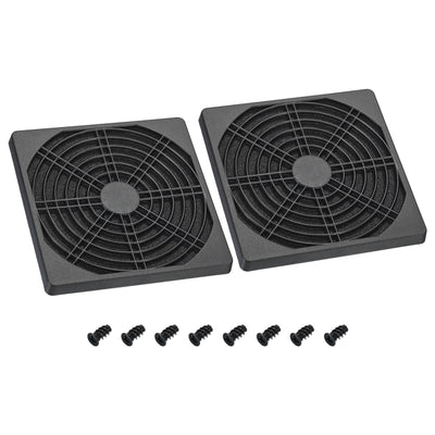 Harfington 120mm Cooling Fan Filter with Screw, 2 Pack ABS Ventilator Grill Guard, Black