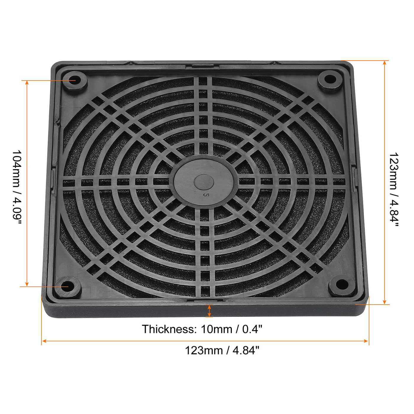Harfington 120mm Cooling Fan Filter with Screw, 4 Pack ABS Ventilator Grill Guard, Black