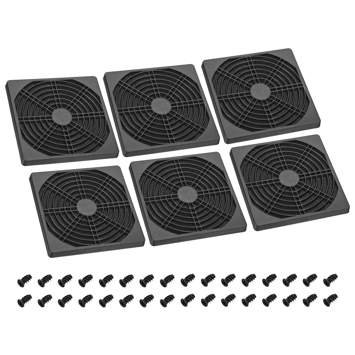 Harfington 120mm Cooling Fan Filter with Screw, 6 Pack ABS Ventilator Grill Guard, Black