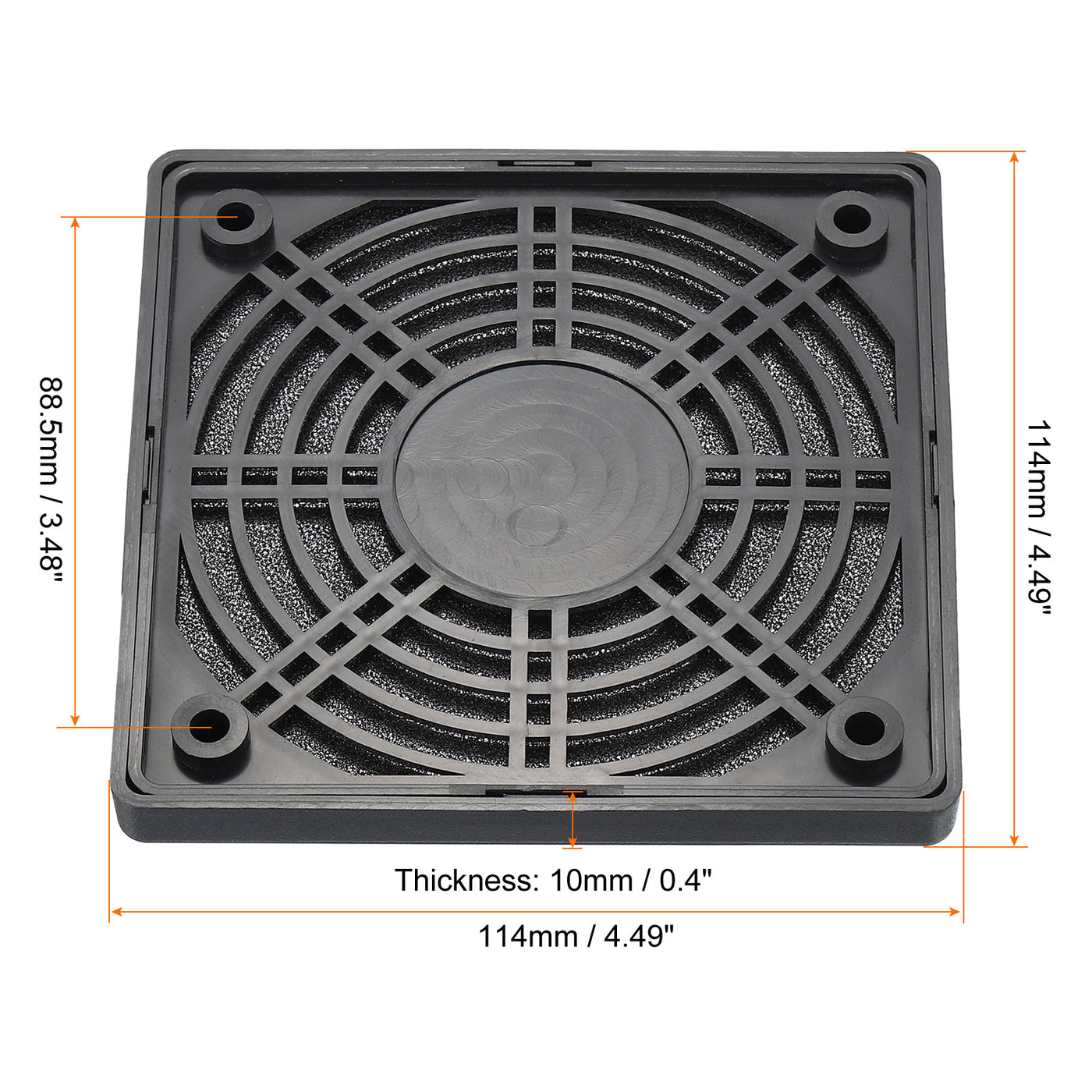 Harfington 110mm Cooling Fan Filter with Screw, 4 Pack ABS Ventilator Grill Guard, Black