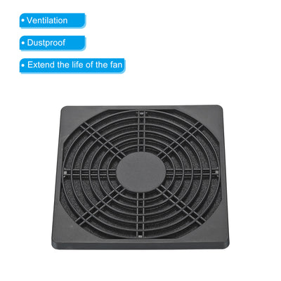 Harfington 150mm Cooling Fan Filter with Screw, 2 Pack ABS Ventilator Grill Guard, Black