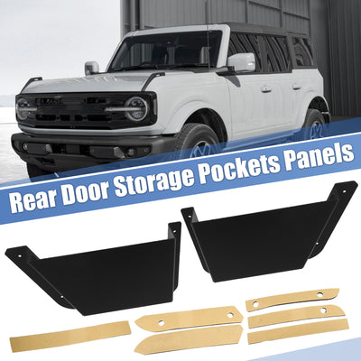 Harfington Rear Door Storage Pockets Panels for Ford Bronco 2021 2022 2 4 Door Car Door Side Insert Organizer Box Interior Expansion Accessories Metal Pair