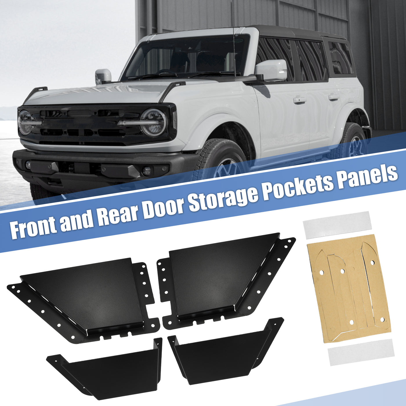 X AUTOHAUX Front and Rear Door Storage Pockets Panels for Ford Bronco 2021 2022 2 4 Door Car Door Side Insert Organizer Box Interior Expansion Accessories 2 Pair
