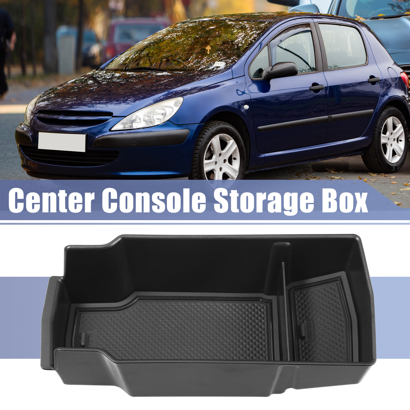 X AUTOHAUX Car Center Console Storage Box Armrests Center Console Accessories Fit for Peugeot 2008 E-2008 2020 2021 Black
