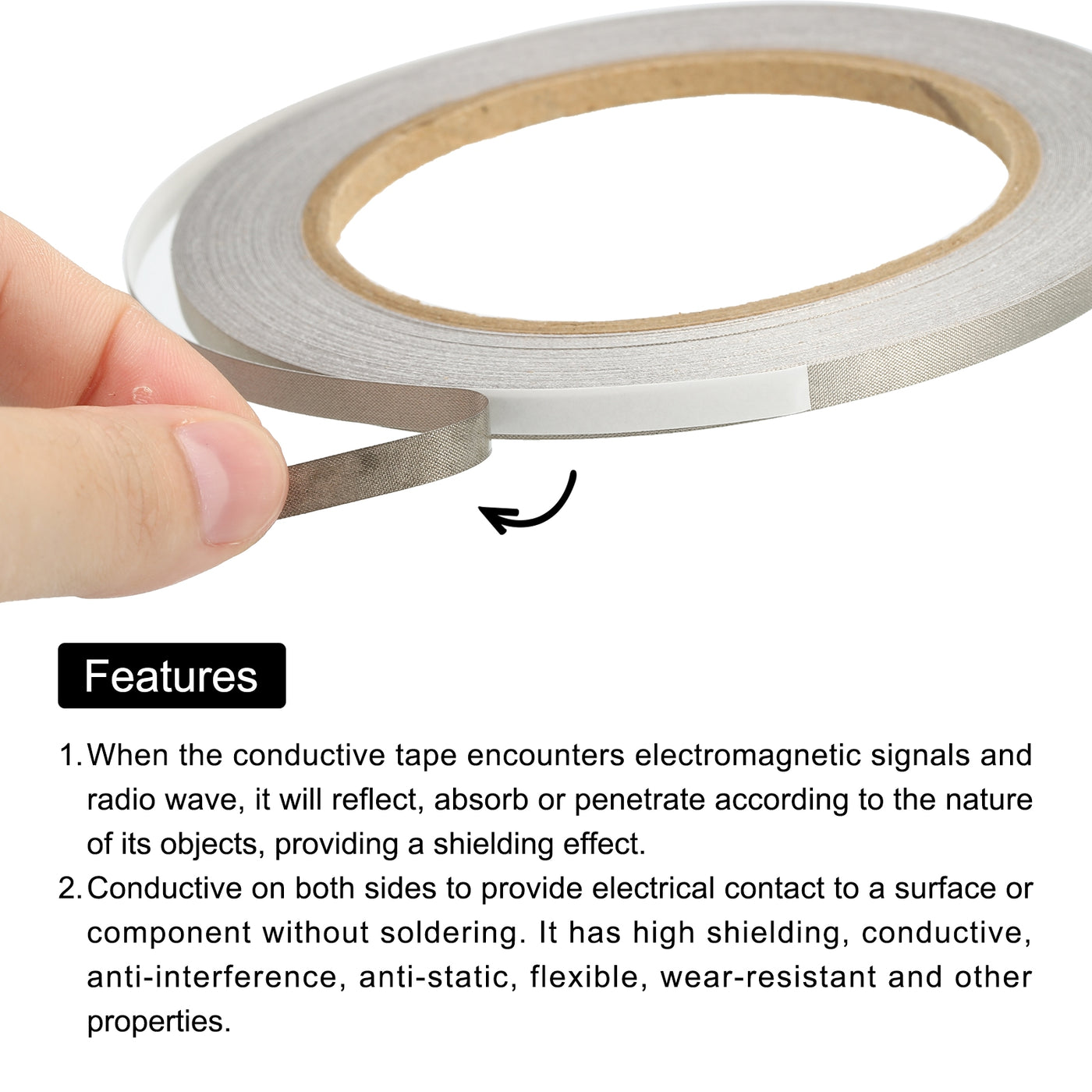 Harfington Faraday Tape 0.2"x65.62 Feet Conductive Cloth Fabric Adhesive Tape 2Pcs