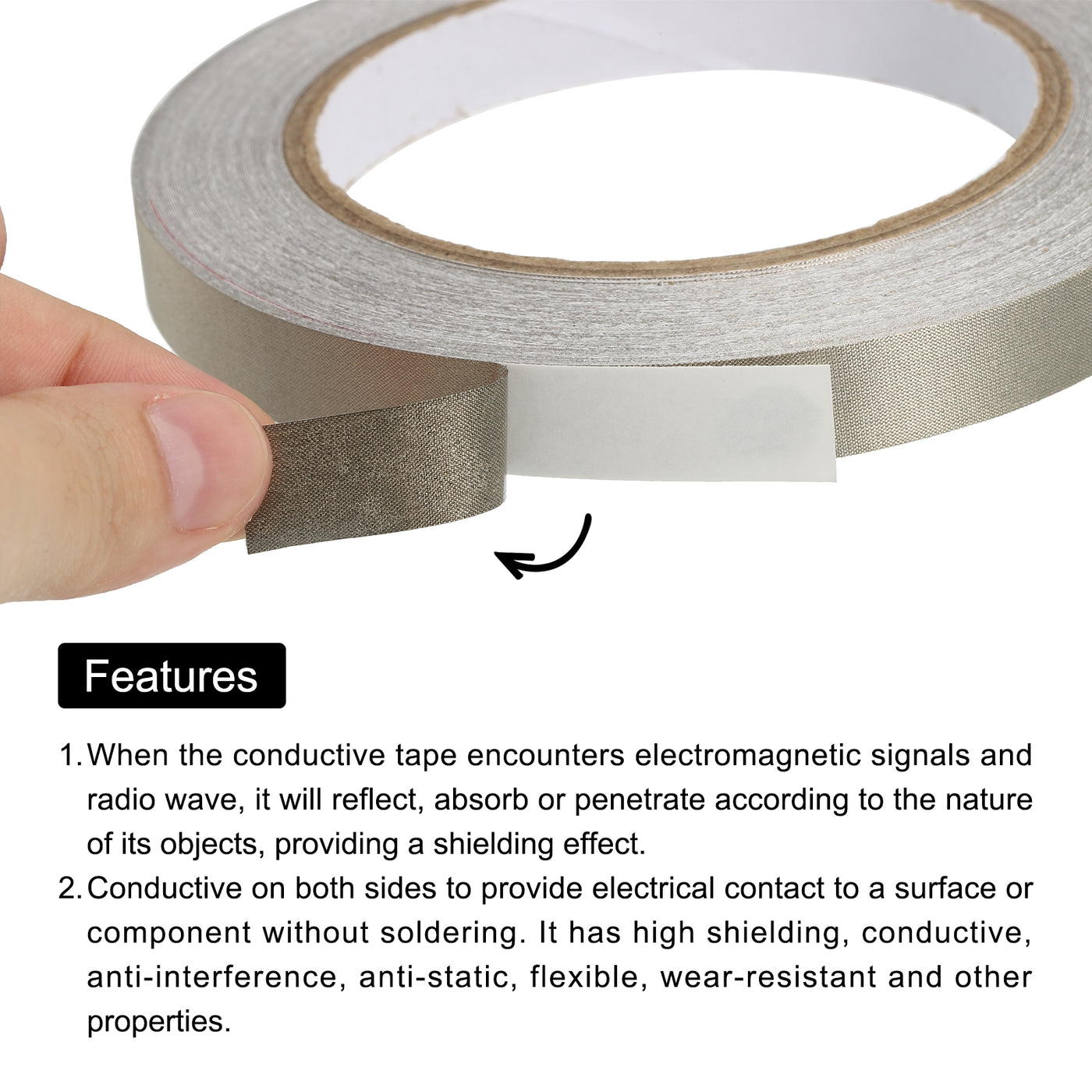 Harfington Faraday Tape 0.47"x65.62 Feet Conductive Cloth Fabric Adhesive Tape