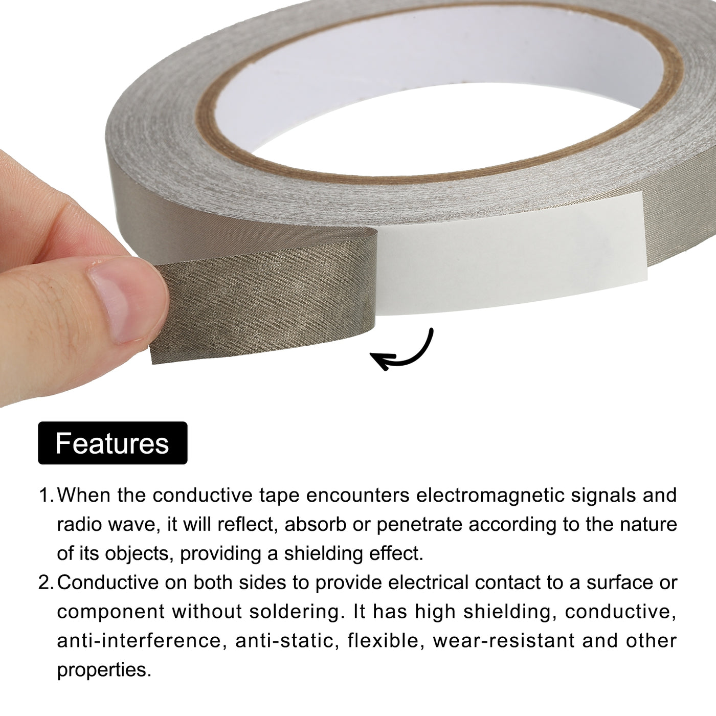 Harfington Faraday Tape 0.59"x65.62 Feet Conductive Cloth Fabric Adhesive Tape