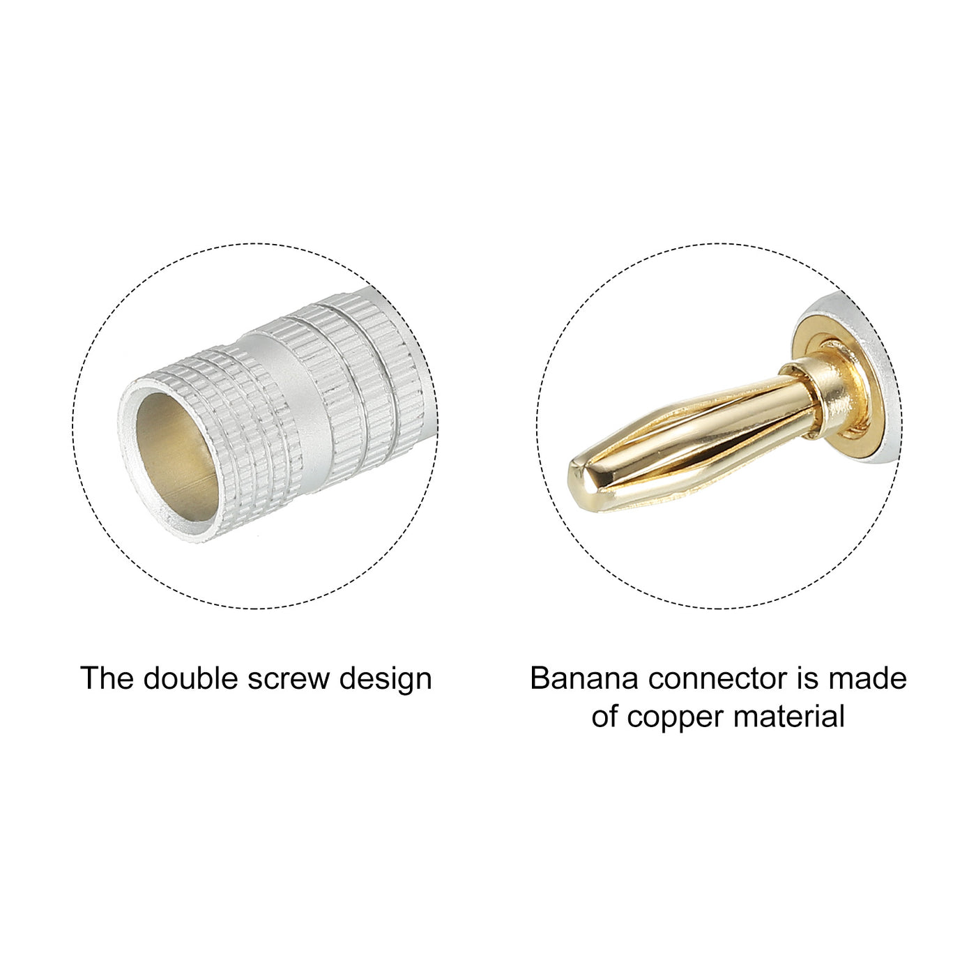 Harfington Banana Plugs Speaker Banana Plugs Closed Screw Type 4mm Gold-Plated Copper Straight Head for Speaker Wires, Sound Systems, Video Receivers Pack of 6