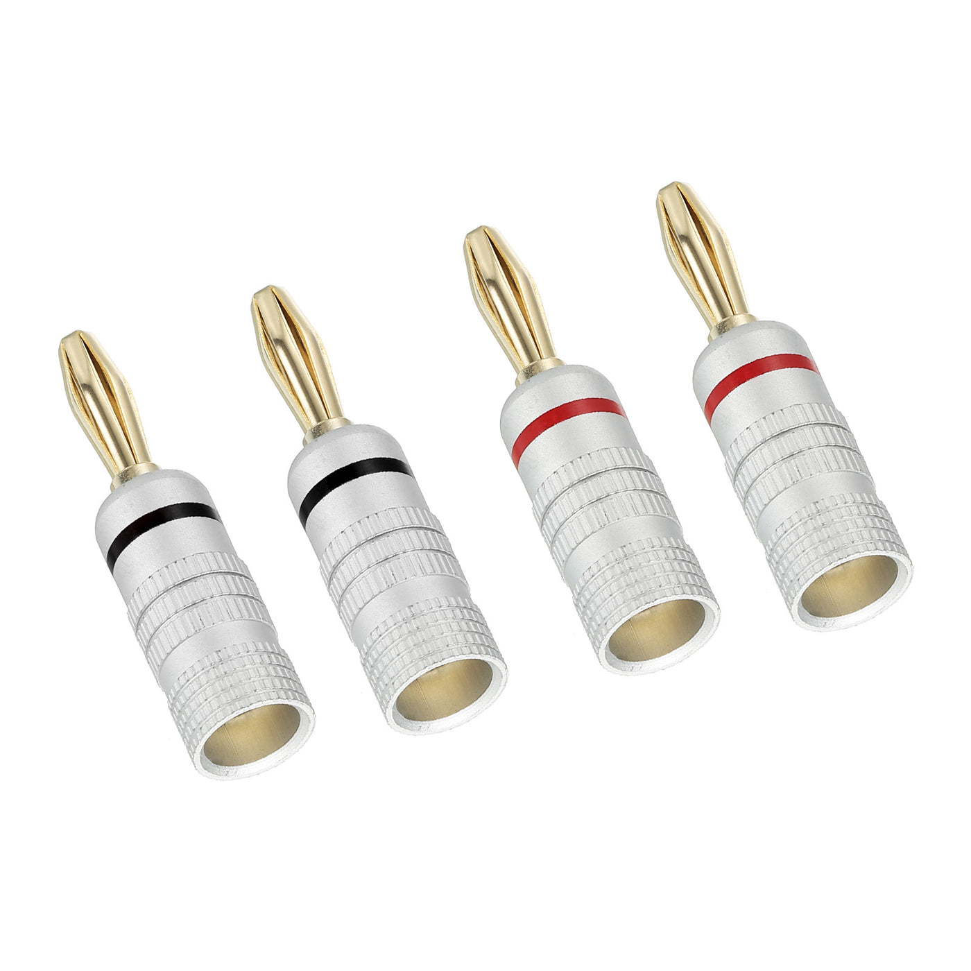 Harfington Banana Plugs Speaker Banana Plugs Closed Screw Type 4mm Gold-Plated Copper Straight Head for Speaker Wires, Sound Systems, Video Receivers Pack of 4
