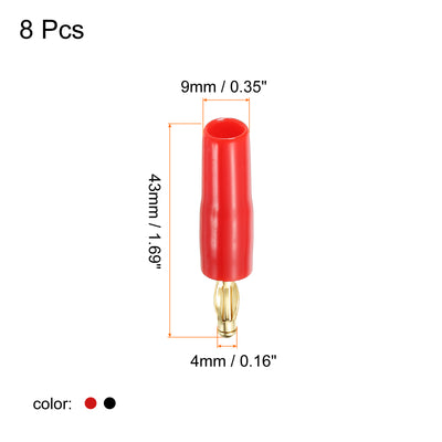 Harfington Banana Plugs Speaker Banana Plugs 4mm Gold-Plated Copper Red Black 8Pcs