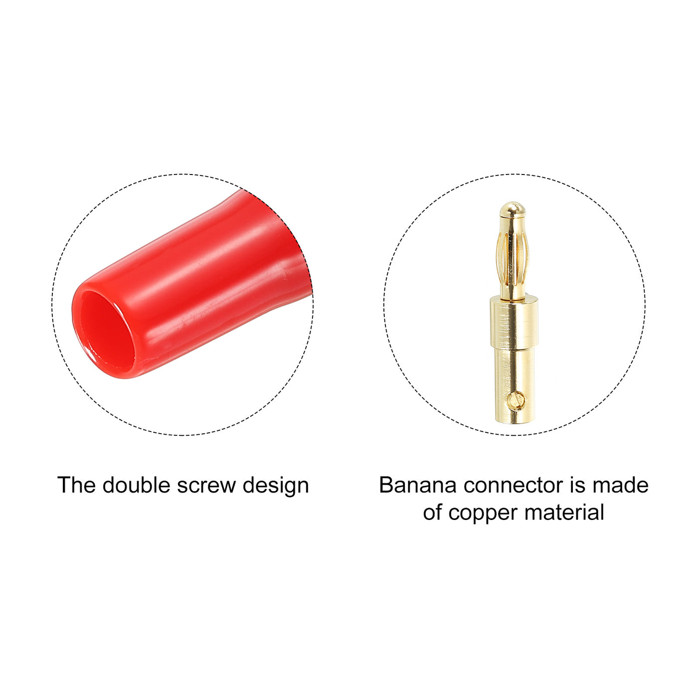 Harfington Banana Plugs Speaker Banana Plugs 4mm Gold-Plated Copper Red Black 8Pcs