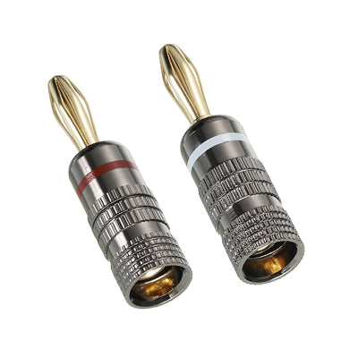 Harfington Banana Plugs Speaker Banana Plugs Closed Screw 4mm Gold-Plated Copper Red White for Speaker Wires, Sound Systems, Video Receivers, Home Pack of 2