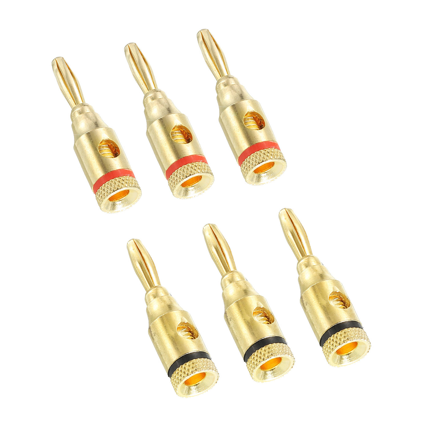 Harfington Banana Plugs Speaker Banana Plugs Open Screw Type 4mm Gold-Plated Copper Red Black for Speaker Wires, Sound Systems, Video Receivers, Home Pack of 6