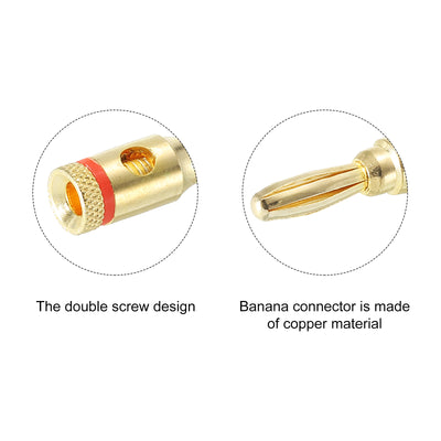 Harfington Banana Plugs Speaker Banana Plugs Open Screw Type 4mm Gold-Plated Copper Red Black for Speaker Wires, Sound Systems, Video Receivers, Home Pack of 20
